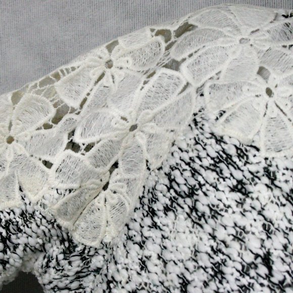 Lush Bobbles & Lace Mottled Black & White Polyester Blend Sweater SZ L NWT - Picture 5 of 11